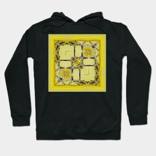 square format design in shades of yellow black and grey Hoodie